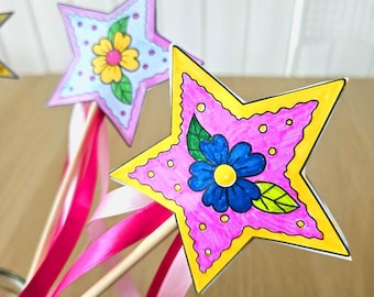 Printable Fairy Wand Craft:  DIY Fairy Party Activity, Instant Download PDF,  Kids Printable Craft