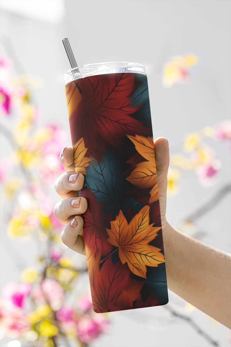 Fall PNG Leaves Halloween Skinny Tumbler 20oz Wrap Seamless Design - Etsy