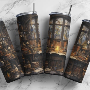 Witchy Workshop Skinny Tumbler Drawing 20 oz Seamless Design