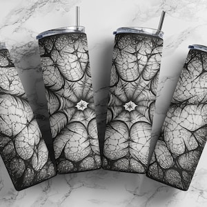 Black and White Stylish Spiderweb 20oz Skinny Tumbler Halloween Fall Wrap Seamless Design