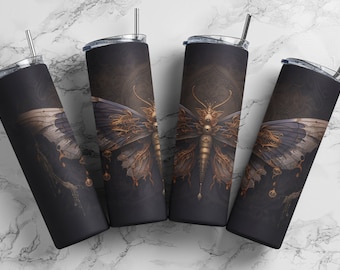 Ancient Golden Moth Skinny Tumbler template design