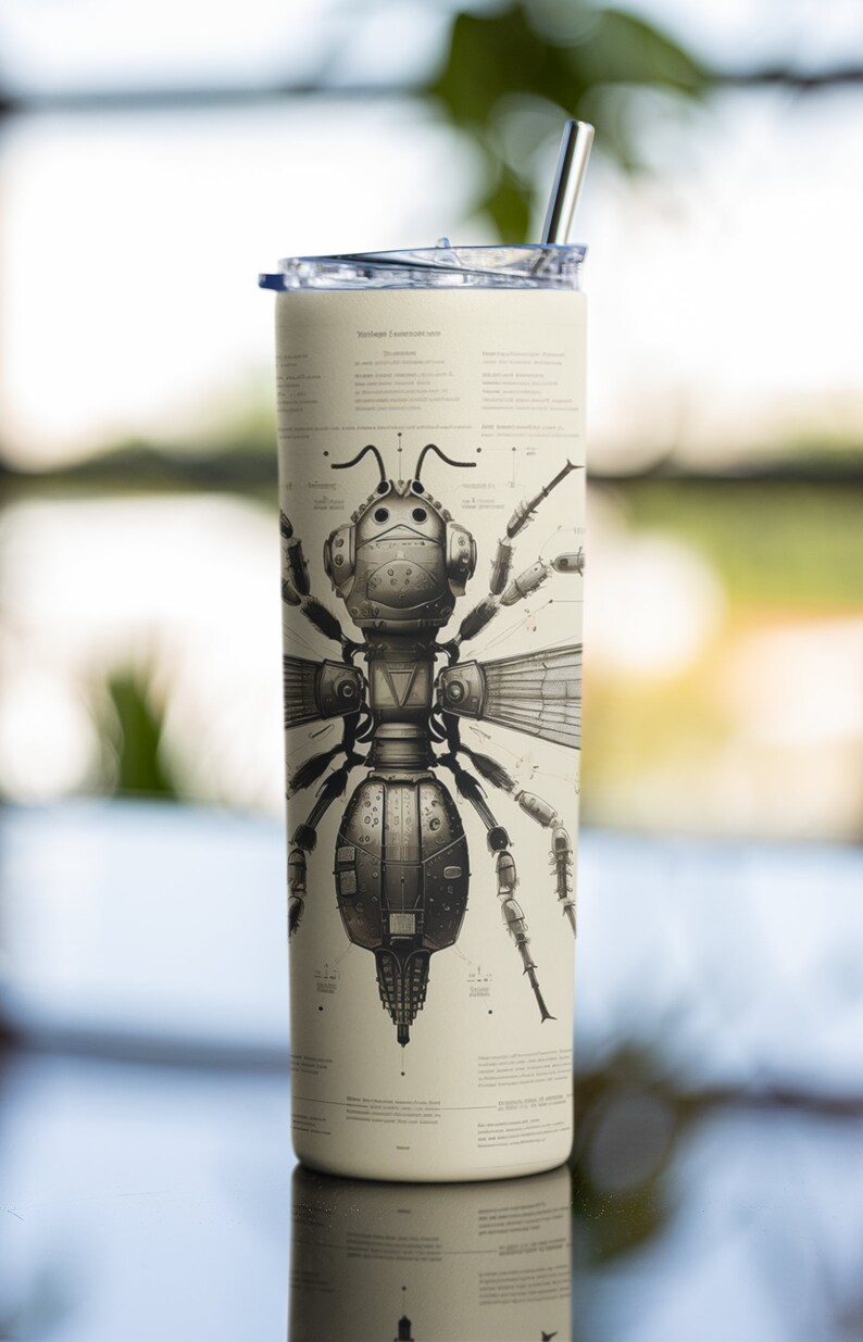 Alien Insect Vintage Schematics Diagram Skinny Tumbler Drawing 20 Oz ...