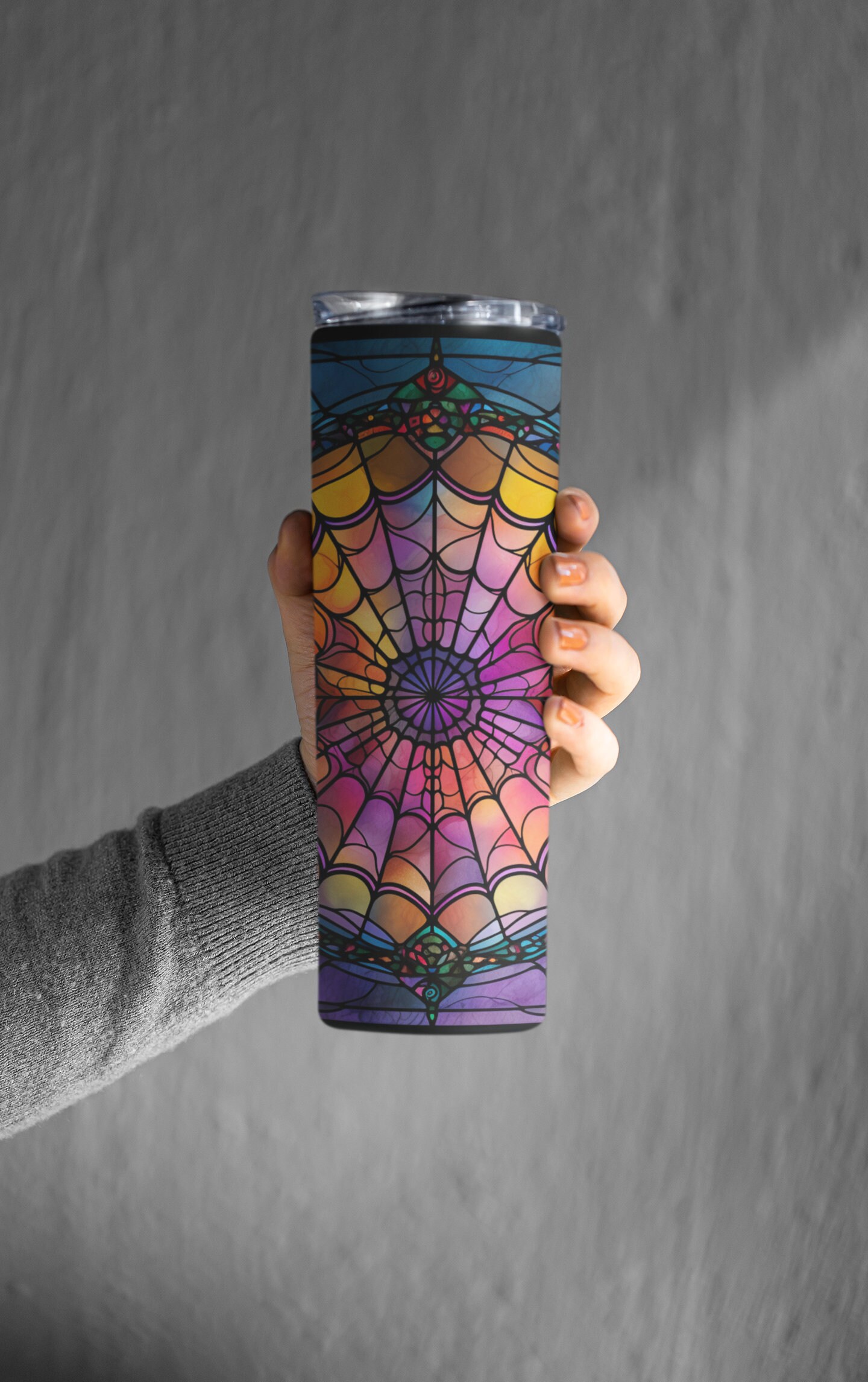 Spiderweb Stained Glass Skinny Tumbler Wrap – 20oz Fall Halloween ...