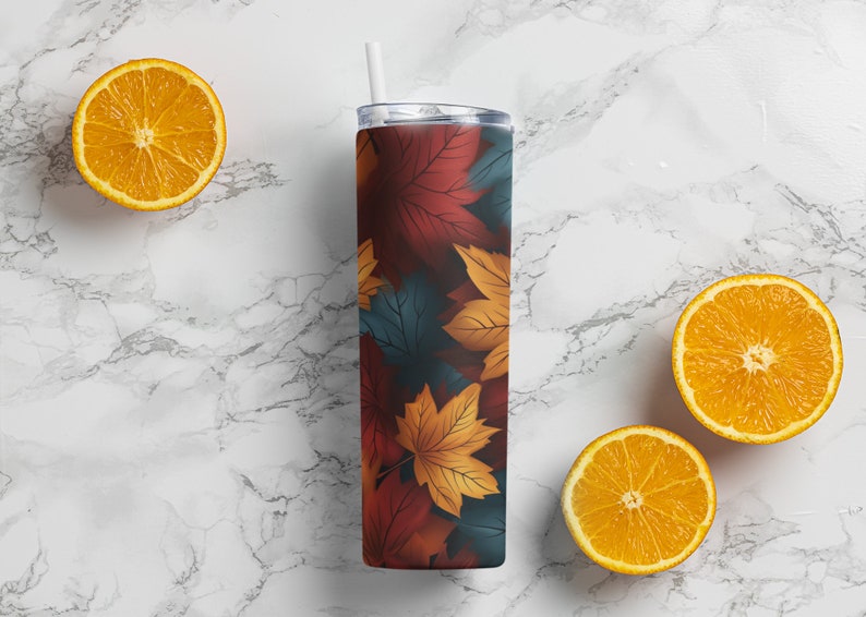 Fall PNG Leaves Halloween Skinny Tumbler 20oz Wrap Seamless Design - Etsy