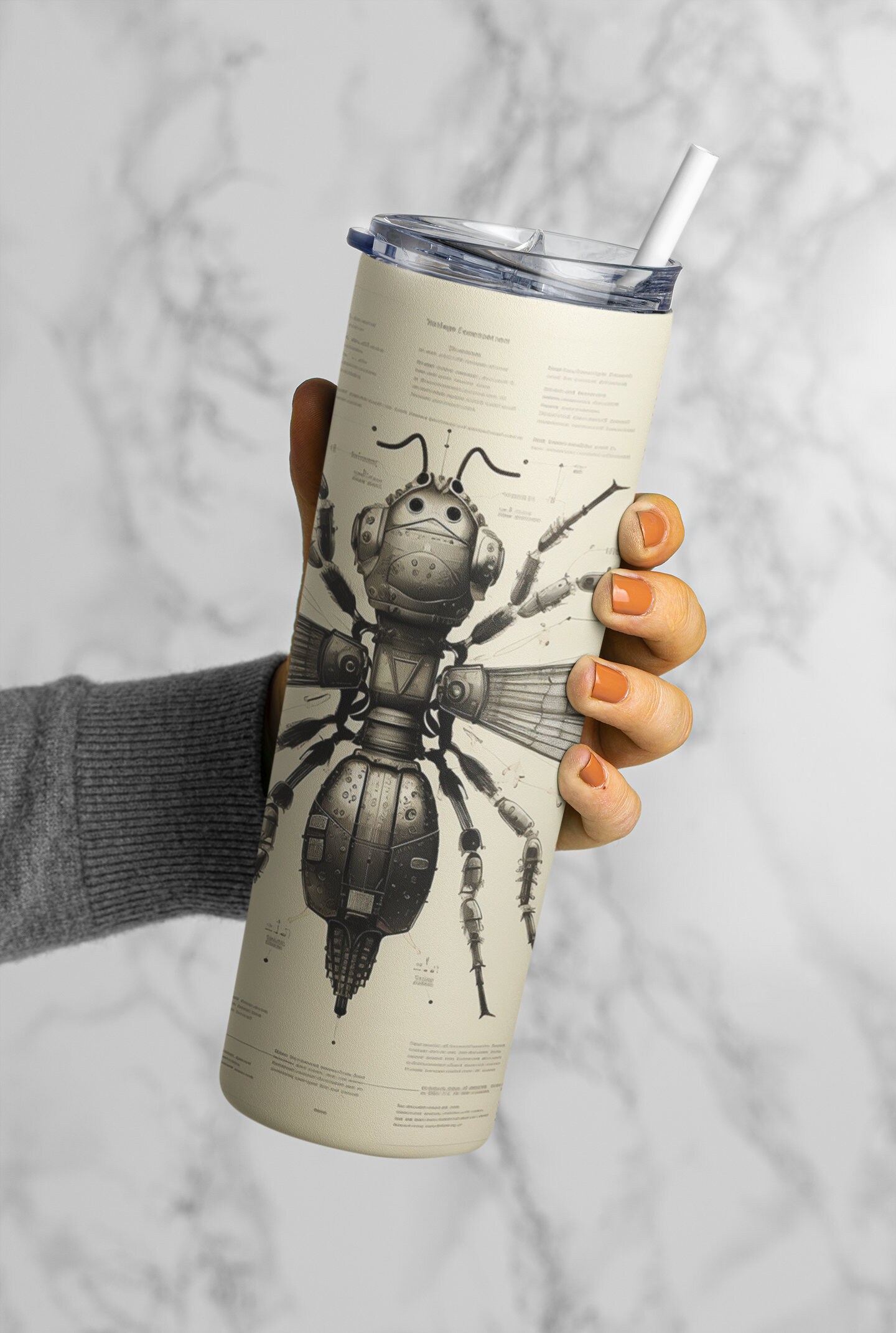 Alien Insect Vintage Schematics Diagram Skinny Tumbler Drawing 20 Oz ...