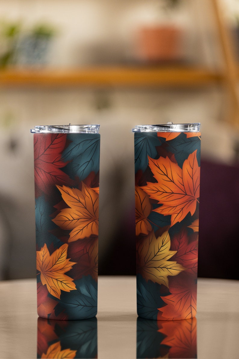 Fall PNG Leaves Halloween Skinny Tumbler 20oz Wrap Seamless Design - Etsy