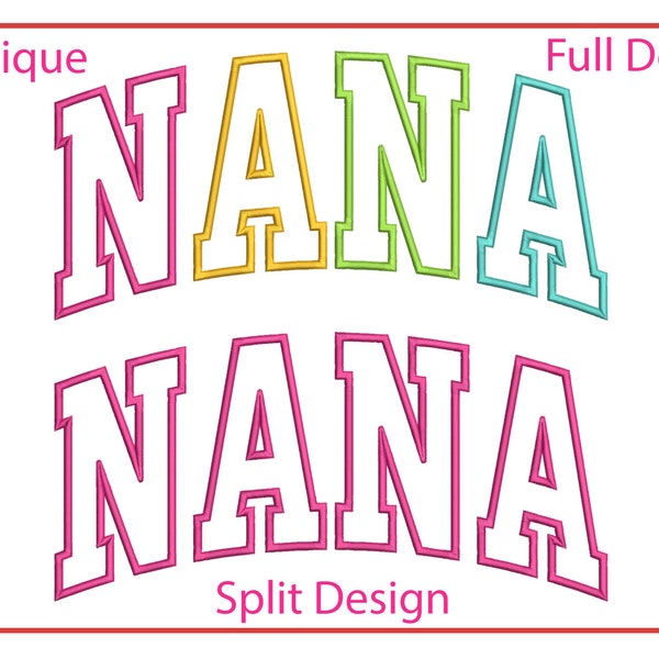 Nana Applique Embroidery Machine Sign Design Satin Stitch Mother's Day Designs Embroidery