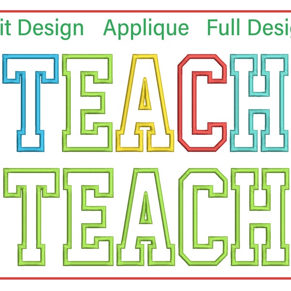 Teach Applique Embroidery Machine Sign Design Satin Stitch Teacher Designs Embroidery