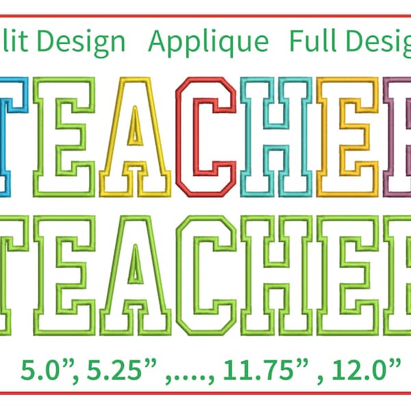 Teacher Applique Embroidery Machine Sign Design Satin Stitch Teach Designs Embroidery