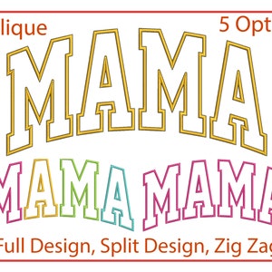 Mama Applique Embroidery Machine Sign Design Satin Stitch Mother's Day Designs Embroidery