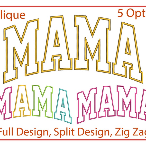 Mama Applique Embroidery Machine Sign Design Satin Stitch Mother's Day Designs Embroidery