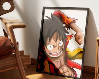 Luffy Anime Poster | One Piece home decor | 11 different sizes | White background