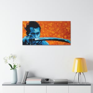 Original Toshiro Mifune Painting Canvas Wrap, Horizontal | Home decor