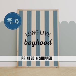 Es lebe die Knabenzeit - Blau gestreift Jungen-Kinderzimmer-Wand-Kunst-Weinlese-Stil Kinderzimmer-Zitat Poster Baby-Jungen-Schlafzimmer gedruckt und versendet | 36
