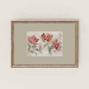 Vintage Watercolor Flower Print for Baby Nursery Soft Pink Botanical Wall Art Toddler Room Decor Delicate PRINTABLE Floral Wall Art | 30