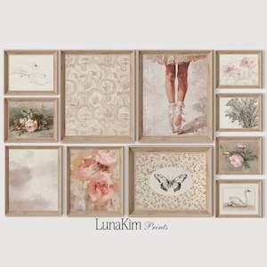 Nursery Gallery Wall Set Pink Vintage Wall Art For Girls Room Pretty Prints Gift For Baby Digital Vintage PRINTABLE Girl Decor Art | S29