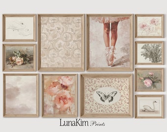 Nursery Gallery Wall Set Pink Vintage Wall Art For Girls Room Pretty Prints Gift For Baby Digital Vintage PRINTABLE Girl Decor Art | S29