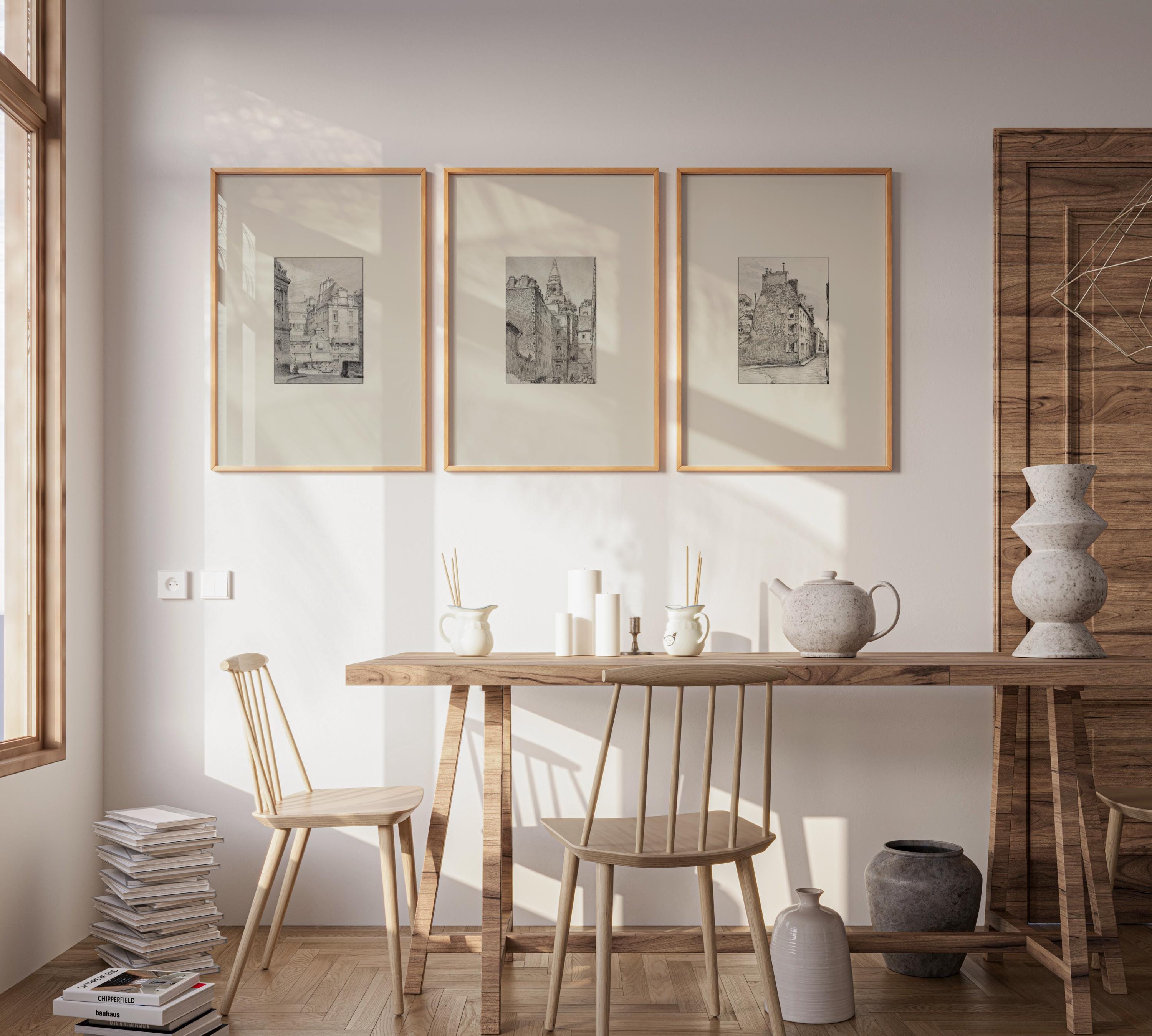 Neutral Minimal Sketch Wall Art Set of 3 Minimalist Line Drawing ...