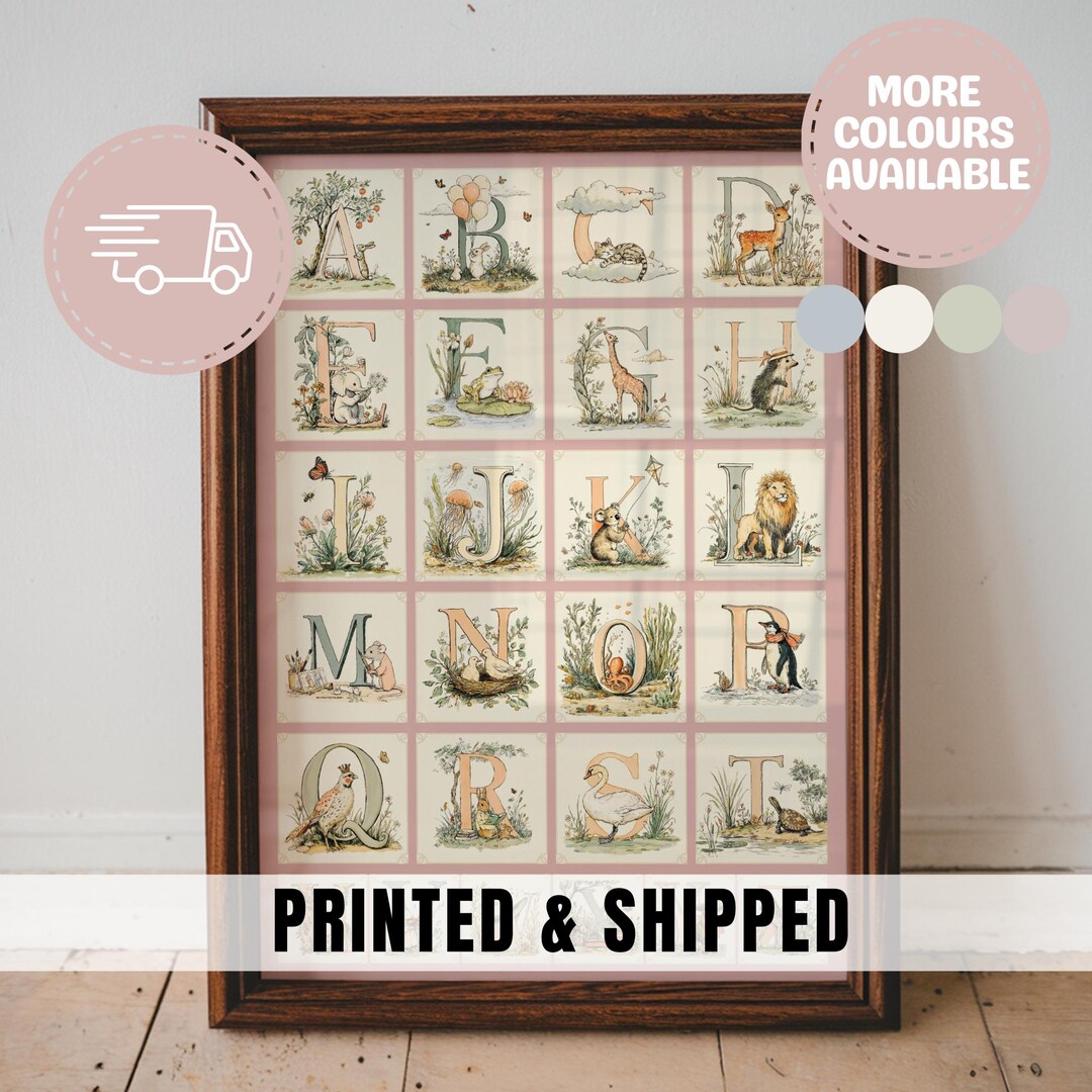 Alphabet Animal Nursery Wall Art Set Printable ABC Poster Kids Learning ...