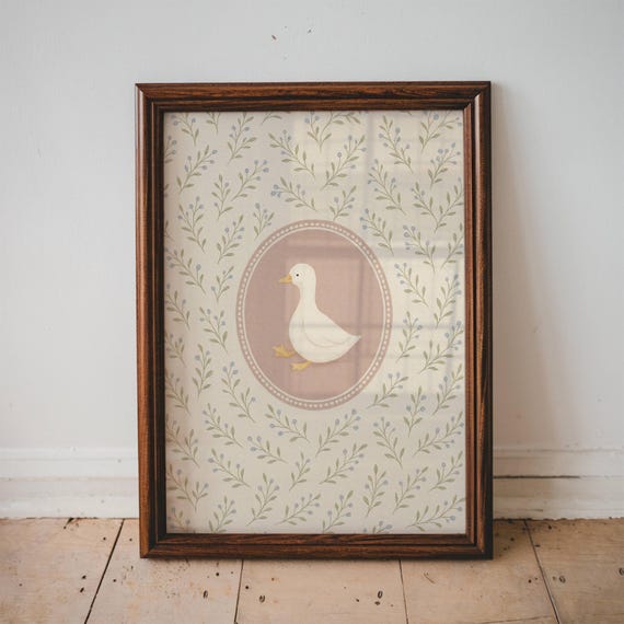 Vintage Duck Nursery Print Baby Room Wall Art Cute Animal Toddler Decor Soft Pink Botanical Pattern Digital PRINTABLE Nursery Design | 18