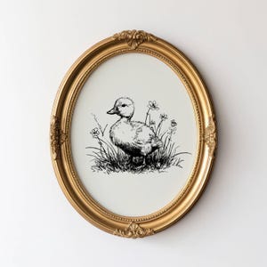 Vintage Duckling Line Art PRINTABLE Nursery Animal Illustration for Toddler Wall Decor Baby Boy Room Minimal Sketch Style Neutral Art | 170