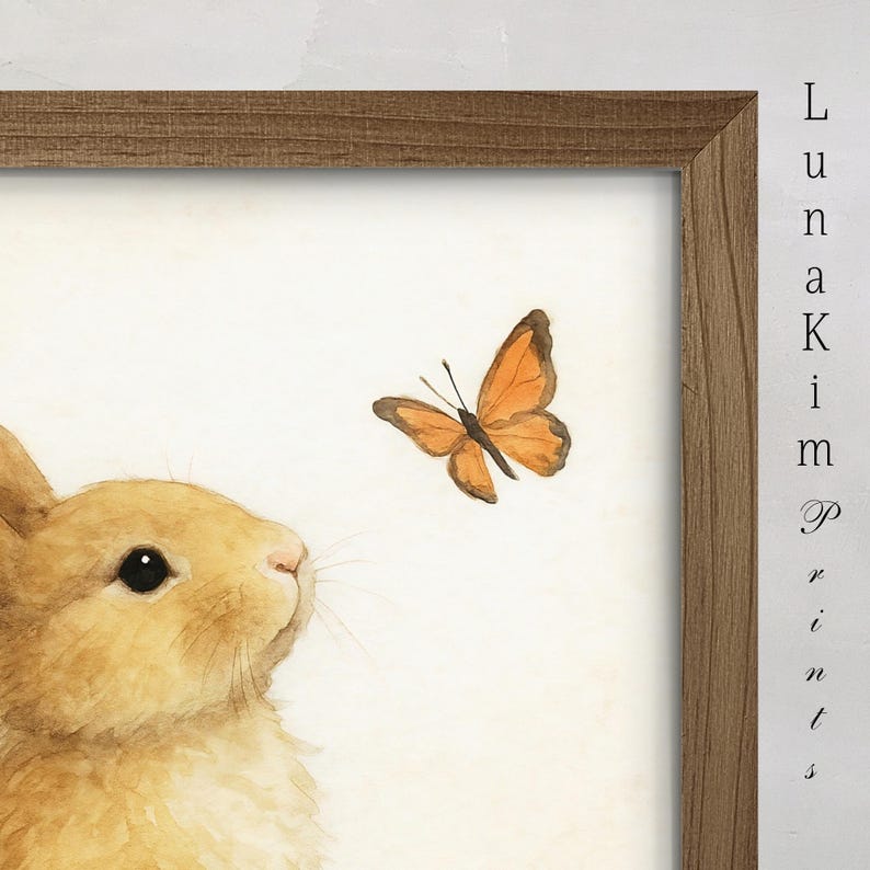 Vintage Bunny Nursery Print Rabbit Wall Art Baby Animal Decor Woodland ...