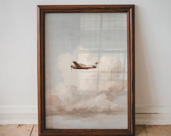 Lámina infantil de avión, arte de pared vintage de aviación para habitación de niño, temática del cielo, sala de juegos infantil, decoración de pared de viajes para niños, IMPRIMIBLE / 119