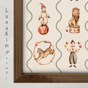 Vintage Circus Nursery Print Retro Carnival Animal Kids Room Wall Art Cute Big Top Illustration Playroom Decor Printable Baby Wall Art | 162 image 13