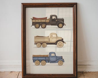 Vintage Truck Wall Art Printable Boys Nursery Decor Old Pickup Truck Digital Download Vintage Vehicle Print Kids Bedroom Art | 06