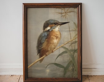 Kingfisher Bird Nursery Print Vintage Animal Wall Art Rustieke Boy Room Decor Natuurthema Peuter Art Woodland Kinderkamer AFDRUKBARE | 50
