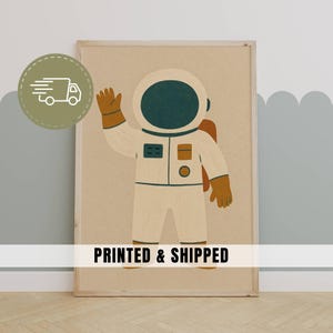 Impresión de guardería de astronauta, arte de pared infantil neutro y caprichoso para habitación de niño pequeño o sala de juegos, decoración minimalista, impresa y enviada / 17