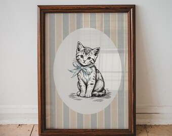 Kitten Nursery Print Boys Room Decor Antique Cat Artwork Printable Kids Bedroom Wall Art Storybook Animal Digital Download Kids Art | 79