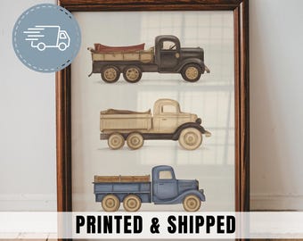 Vintage Truck Nursery Art For Boys Room Decor Printable Kids Vehicle Wall Art Retro Car Illustration Baby Boy Bedroom Truck Decor Print | 63