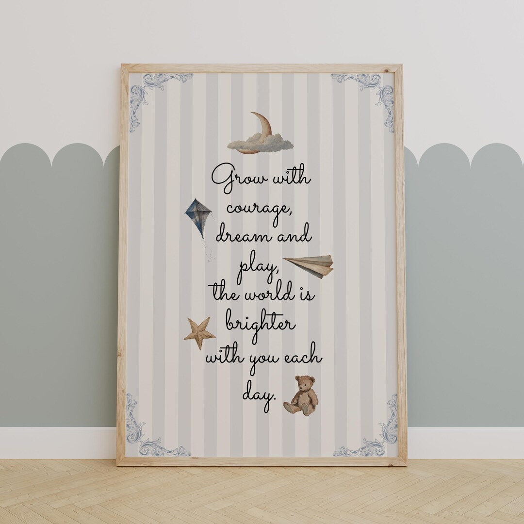 Nursery Wall Art Inspirational Quote Print for Kids Room Decor Vintage ...