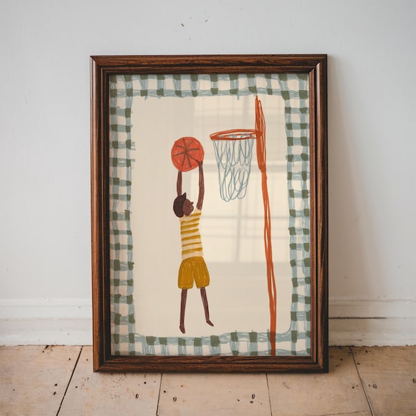 Basketball Wall Art Kids Sports Print Boys Room Playroom Decor Athlete Dunk Illustration Nursery Printable Digital Download | 71