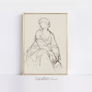 Living Room Sketch Neutral Woman Sketch Minimal Figure Sketch Art Print Line Drawing Wall Decor for Bedroom Artwork Bathroom Sketch | 149