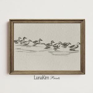 Neutral Vintage Duckling Sketch Baby Nursery Decor Cute Animal Print Digital Download Row of Ducks Easter Neutral Girls Boys Bedroom | 18