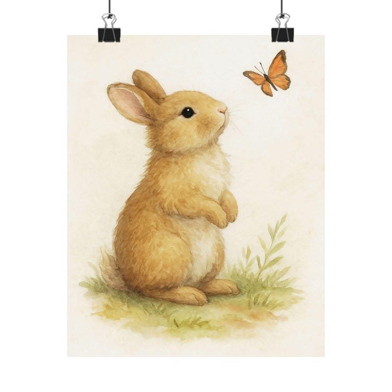 Vintage Bunny Nursery Print Rabbit Wall Art Baby Animal Decor Woodland ...