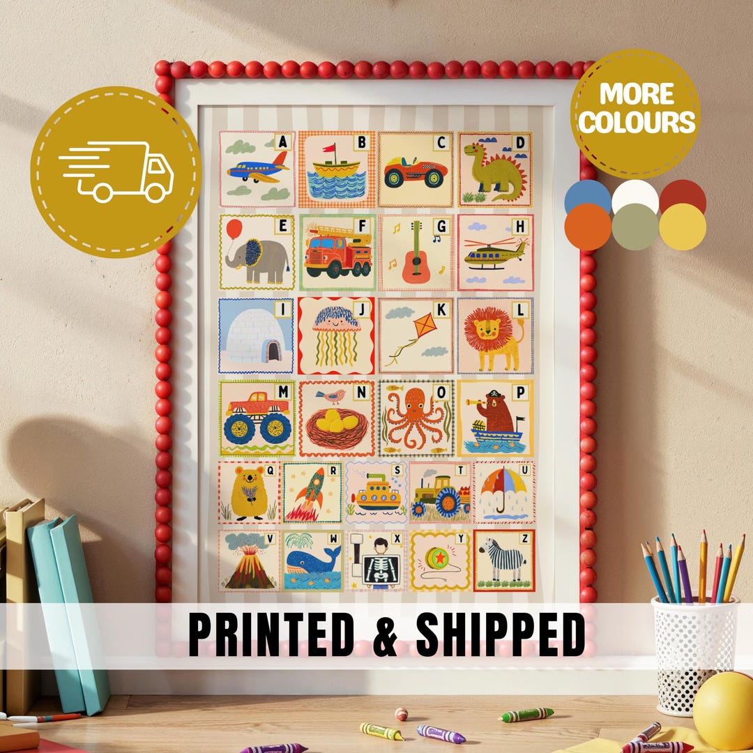 Alphabet Nursery Wall Art Printable ABC Educational Poster Kids Room ...