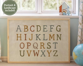 Alphabet Nursery Print ABC Wall Art for Toddlers Educational Vintage Letters Poster Baby Learning Decor Playroom Art for Kids Room | 2