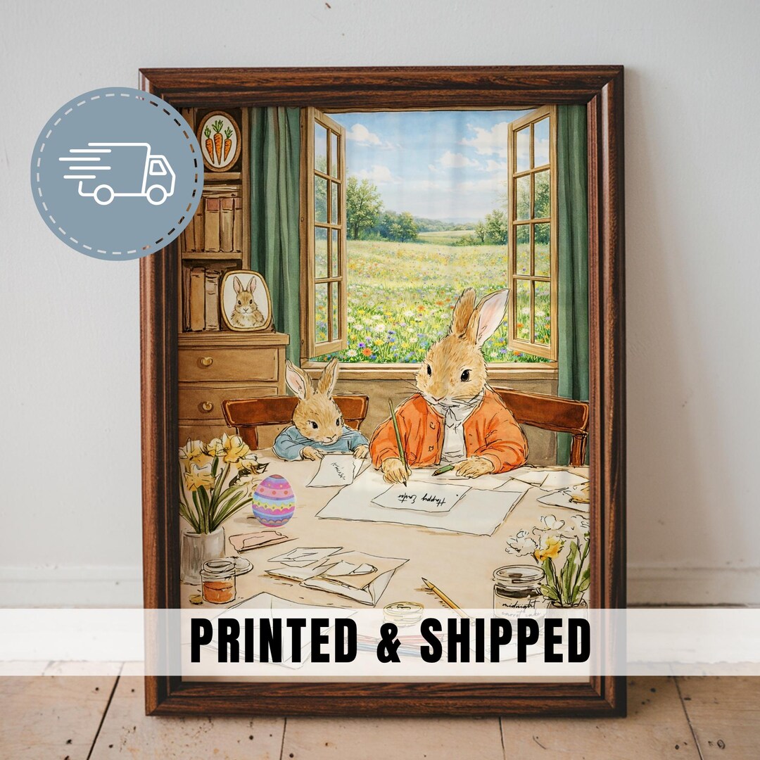 Vintage Bunny Easter Nursery Wall Art Storybook Print Woodland Animal ...