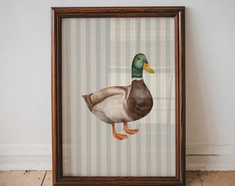Duck Nursery Print Farm Animal Wall Art Boy Room Woodland Toddler Playroom Decor Green Stripe Kids Print Neutral Nursery PRINTABLE | 33