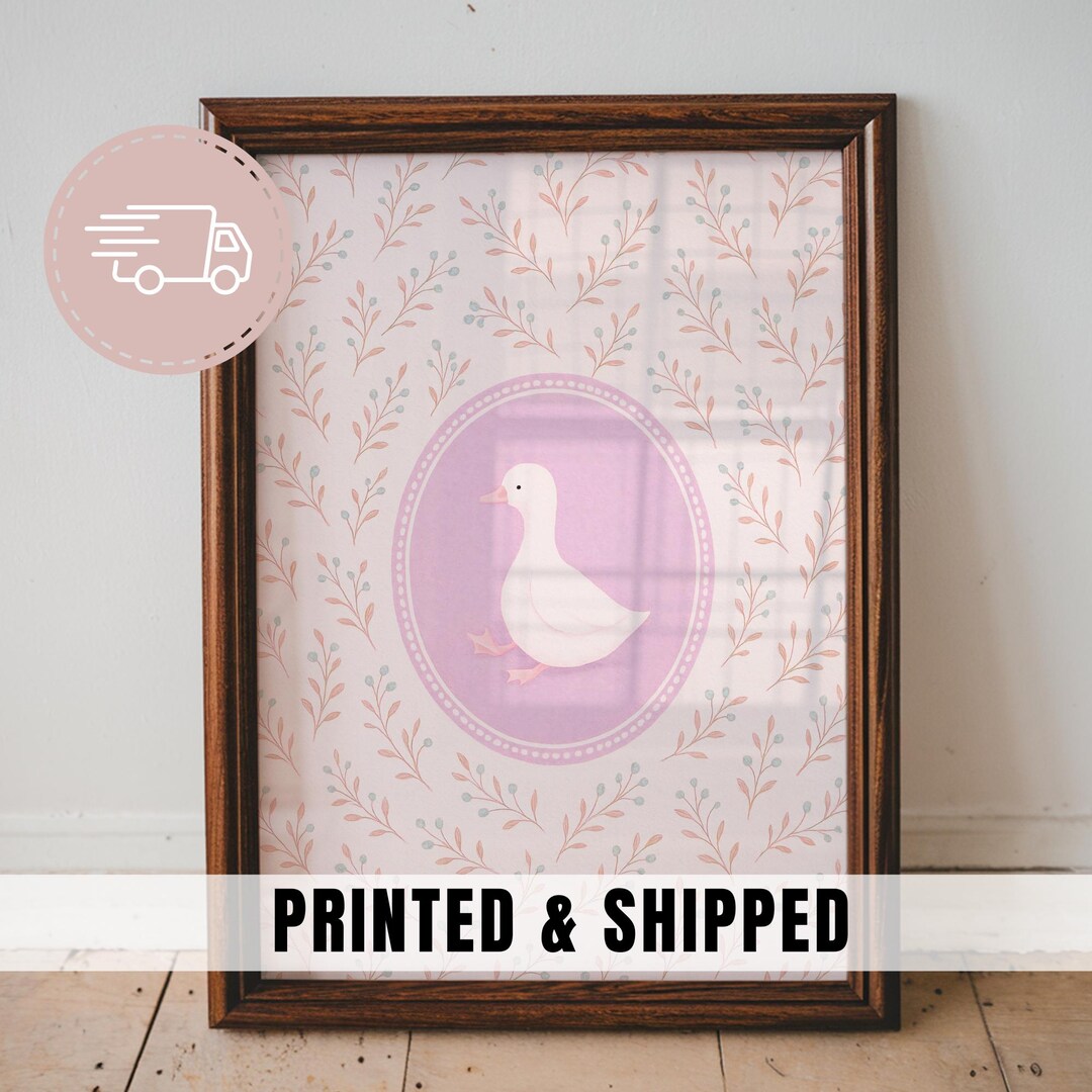 Pink Girl Duck Vintage Nursery Print Pink Girl Wall Art Cute Floral ...