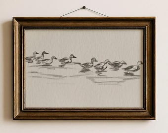 Kids Duck Wall Art Vintage Animal Print Nursery Farm Decor Neutral Beige Kids Room Wall Decor Bird Illustration Printable Wall Decor | 18