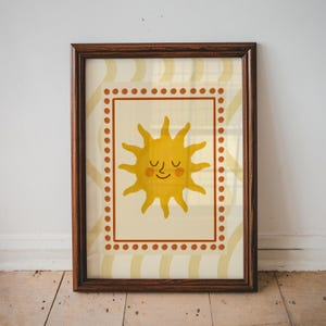 Impresión de guardería con diseño de sol caprichoso y moderno para niña, arte de pared con un sol bonito e imprimible, decoración alegre para habitación de niños pequeños, póster de sol feliz y juguetón para habitación de bebé/18