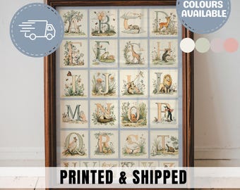 Alphabet Nursery Wall Art Printable Kids Room Decor A To Z Animal ABC Print Vintage Style Educational Poster Baby Room Decor | 147
