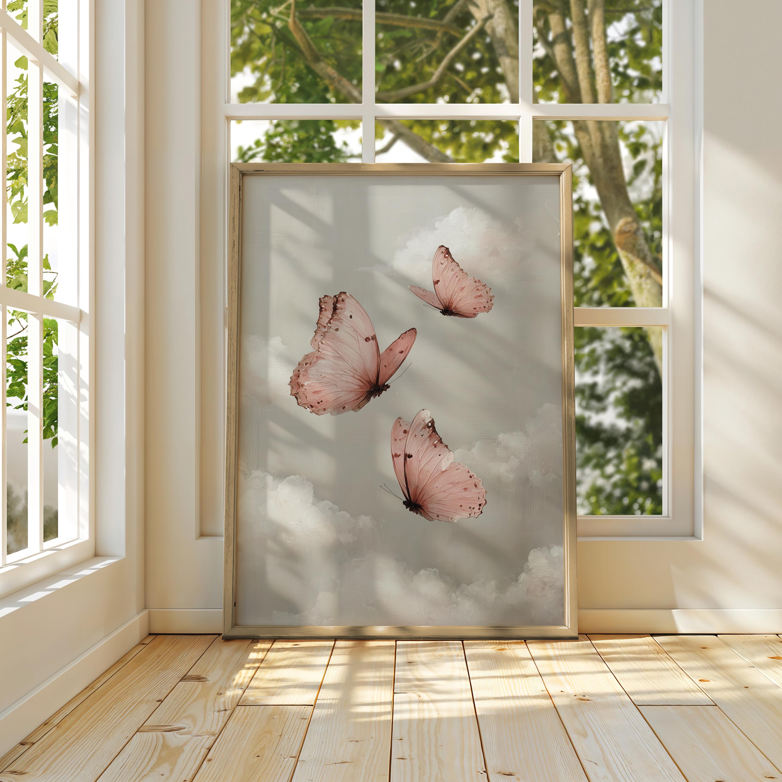 Blush Butterfly Nursery Wall Art Pink Butterfly Print Girl Room Decor ...