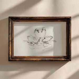Neutral Vintage Swan Sketch Animal Drawing Digital Download Sketch Swan Sketch For Nursery Decor Baby Bedroom Art Minimal Swan Art | 26