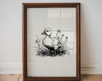 Eendje kwekerij muur kunst vintage baby eend schets kinderkamer decor afdrukbare muur kunst dierlijke illustratie babykamer decor dierlijke kunst | 37