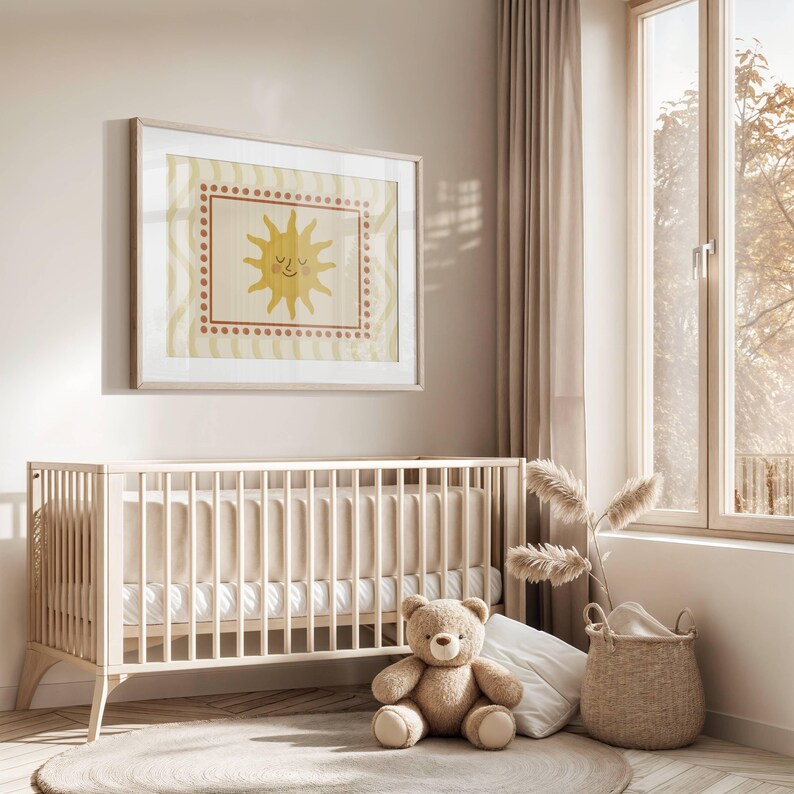 Girl Trendy Whimsical Sun Nursery Print Printable Cute Sunshine Wall ...